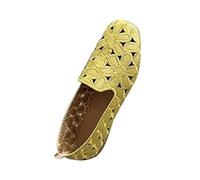 LOPILY Zapatillas Mujer Blancas Casual sólido Huecos con Parte Inferior Plana Profunda y Punta Cuadrada para Mujer (Yellow, 35)