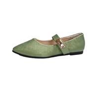 LOPILY Zapatillas Mujer Casual Ancho Especial Punta Puntiaguda, una Tira, y Profundos. (Green, 36)