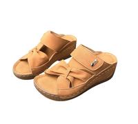 LOPILY Zapatillas Mujer Cerradas para mujer, informales, de verano, con cuña hueca, sin cordones, cómodas, para caminar en la playa y al libre. (Khaki, 39)