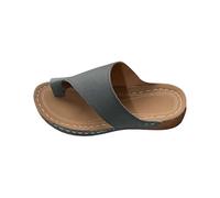 LOPILY Zapatillas Mujer Indoor Color Beach Leisure Comfortable Roman Simple Slope With Thick Bottom Slippers (Grey, 41)