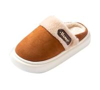 LOPILY Zapatillas Mujer Plataformas Cotton Slippers For Home Warm Non Slip Plus Velvet Thick Warm Indoor Couple Thick Eva Cotton Slippers (Brown, 40)