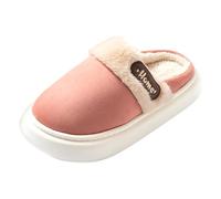 LOPILY Zapatillas Mujer Plataformas Cotton Slippers For Home Warm Non Slip Plus Velvet Thick Warm Indoor Couple Thick Eva Cotton Slippers (Pink, 36)