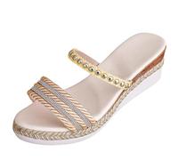 LOPILY Zapatillas Mujer Vestir mujer, sandalias de alpargatas para mujer, verano 2024, sandalias de cuña con tiras en el tobillo y punta abierta, cómodas sandalias ortopédicas bohemias (Yellow, 37)