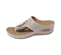 LOPILY Zapatillas Navidad con gruesa, huecas, con de coche y tacón de cuña (Grey, 41)