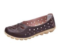 LOPILY Zapatillas Plata para Mujer Zapatillas Casuales Huecas Zapatos Sandalias Retro (Coffee, 35)