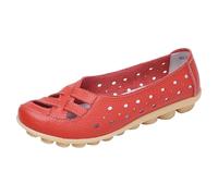 LOPILY Zapatillas Plata para Mujer Zapatillas Casuales Huecas Zapatos Sandalias Retro (Red, 37)