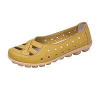 LOPILY Zapatillas Plata para Mujer Zapatillas Casuales Huecas Zapatos Sandalias Retro (Yellow, 43)