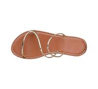 LOPILY Zapatillas Trabajar Mujer para bodas en la playa, sandalias de verano, elegantes, sin cordones, con doble tira, chanclas planas 2025 (Gold, 36)