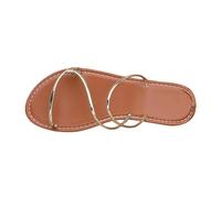 LOPILY Zapatillas Trabajar Mujer para bodas en la playa, sandalias de verano, elegantes, sin cordones, con doble tira, chanclas planas 2025 (Silver, 38)