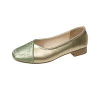LOPILY Zapato Elegante Mujer Summer and Autumn Shallow Square Toe Soft Sole Versatile Color Matching Light and Comfortable Small Leather Shoes Daily Commuting Flat Shoes (Green, 38)