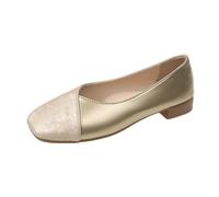LOPILY Zapato Elegante Mujer Summer and Autumn Shallow Square Toe Soft Sole Versatile Color Matching Light and Comfortable Small Leather Shoes Daily Commuting Flat Shoes (Beige, 40)
