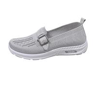 LOPILY Zapato Vestir Mujer Hebilla, nuevos Zapatos de Mujer de Comercio Exterior, Zapatos Casuales para Madres, Calcetines, Zapatos de Malla, Zapatillas de (Grey, 36)