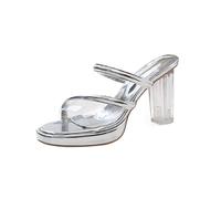 LOPILY Zapatos Baile Mujer con y Gruesa para Mujer (Silver, 38)