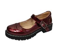 LOPILY Zapatos Baile Mujer Cuero con Hebilla Colgante y Gruesa de para Mujer, con de Europa y Unidos. (Wine, 35)