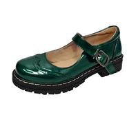 LOPILY Zapatos Baile Mujer Cuero con Hebilla Colgante y Gruesa de para Mujer, con de Europa y Unidos. (Green, 38)