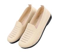 LOPILY Zapatos Camarera Mujer Casuales de Verano Hueco Transpirable Tacón Zapatos Casuales de (Beige, 41)