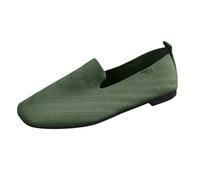 LOPILY Zapatos Cerrados Cuña De Mujer Verano y otoño con Tejido de Malla voladora, de Talla Grande, Planos, con Punta Cuadrada, de Punto, de Color sólido (Green, 41)
