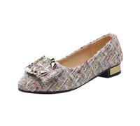 LOPILY Zapatos Color Mostaza Mujer bajo para Mujer, cómodos, a Cuadros, de Internet, Primavera y otoño, Perezosos, de tacón Grueso (Beige, 37)