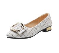 LOPILY Zapatos Color Mostaza Mujer bajo para Mujer, cómodos, a Cuadros, de Internet, Primavera y otoño, Perezosos, de tacón Grueso (White, 36)