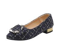 LOPILY Zapatos Color Mostaza Mujer bajo para Mujer, cómodos, a Cuadros, de Internet, Primavera y otoño, Perezosos, de tacón Grueso (Blue, 38)
