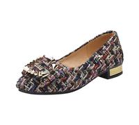 LOPILY Zapatos Color Mostaza Mujer bajo para Mujer, cómodos, a Cuadros, de Internet, Primavera y otoño, Perezosos, de tacón Grueso (Dark Blue, 36)