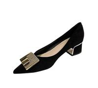 LOPILY Zapatos Color Mostaza Mujer Fashion Pointed Toe Soft Sole French Versatile Heel Fashion Shoes (Black, 38)