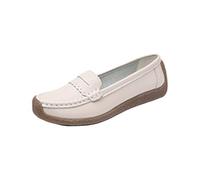 LOPILY Zapatos De Deporte De Mujer Mujer Color sólido Simple cómodo Deslizamiento Características: (Beige, 41)