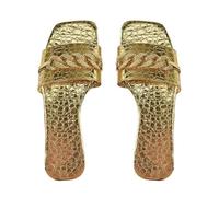 LOPILY Zapatos De Novia Cuadrada para Mujer, Plana, Talla 43, Zapatillas Informales (Gold, 36)
