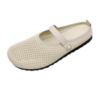 LOPILY Zapatos De Trabajo Mujer Antideslizante pantuflas transpirables, cómodas sandalias planas para usar en casa y zapatos casuales sin cordones. (Beige, 40)