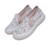 LOPILY Zapatos Grandes Mujer de de Primavera y otoño para Mujer, Zapatos Informales cómodos de Tela Bordada de Malla a (Green, 36)