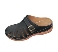 LOPILY Zapatos Mujer Blancas con Punta Cerrada para Mujer, con Hebilla de cinturón Hueca, Color Liso, Estilo Europeo y Americano, para Mujer (Black, 42)