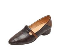 LOPILY Zapatos Mujer Invierno Soft Leather Low Heel Shoes For Women Summer Pointed Hole Shoes (Brown, 38)
