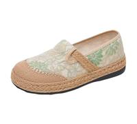LOPILY Zapatos Mujer Invierno Summer and Autumn Ethnic Style Embroidery Casual Comfortable Linen Shoes Soft Sole Light Breathable
