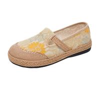 LOPILY Zapatos Mujer Invierno Summer and Autumn Ethnic Style Embroidery Casual Comfortable Linen Shoes Soft Sole Light Breathable