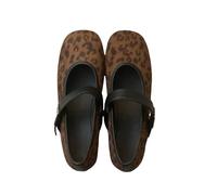 LOPILY Zapatos Mujer Invierno Women's Soft Leather Flat Loafers Light Steps Elegant Walking (Brown, 38)