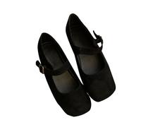 LOPILY Zapatos Mujer Rojo Vestir Toe Ballet Shoes Casual Inside Raising (Black, 36)