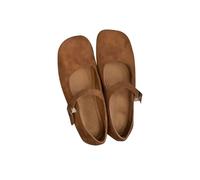 LOPILY Zapatos Mujer Rojo Vestir Toe Ballet Shoes Casual Inside Raising (Brown, 38)
