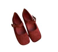 LOPILY Zapatos Mujer Rojo Vestir Toe Ballet Shoes Casual Inside Raising (Red, 37)