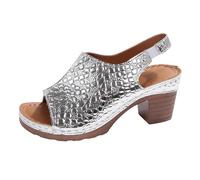 LOPILY Zapatos Negros Planos Mujer grueso y exterior de comercio exterior, con borde simple, para primavera y verano, nuevas sandalias de Europa y Unidos y Unidos, tallas grandes (Silver, 38)