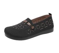 LOPILY Zapatos Pie Ancho Mujer Summer and Autumn New Mesh Breathable Flying Woven Single Shoes Light and Comfortable Not Tired Soft Flat Casual Shoes (Black, 36)