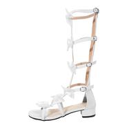 LOPILY Zapatos Plata informales para mujer, sandalias de verano a la para mujer, sandalias con y botas (White, 38)