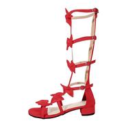 LOPILY Zapatos Plata informales para mujer, sandalias de verano a la para mujer, sandalias con y botas (Red, 38)
