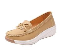 LOPILY Zapatos Primavera Mujer Woven Go Walking Shoes Arch Support Hands Slip In Sneakers (Khaki, 41)