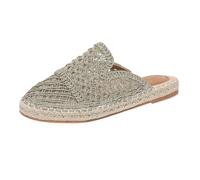 LOPILY Zapatos Tacones de verano para mujer, con punta redonda y plana, de talla grande, con puntera abierta (Gold, 36)