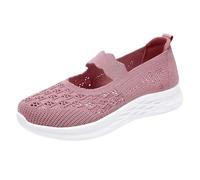 LOPILY Zapatos Trabajo Mujer Cordones con Mosca Malla Color sólido Mujer (Pink, 37)
