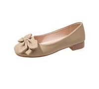 LOPILY Zuecos Vestir Mujer Spring Summer and Autumn Shallow Square Toe Soft Sole Versatile Color Matching Light and Comfortable Small Leather Shoes Daily Commuting Flat Shoes (Khaki, 38)