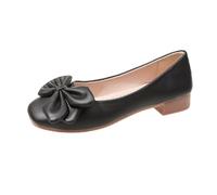 LOPILY Zuecos Vestir Mujer Spring Summer and Autumn Shallow Square Toe Soft Sole Versatile Color Matching Light and Comfortable Small Leather Shoes Daily Commuting Flat Shoes (Black, 39)