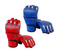 lopituwe Guantes de Boxeo de Media Mano para Entrenamiento de Boxeo, Guantes de Sparring con Soporte Transpirable Opcional para Hombres y Mujeres, de Levantamiento de Pesas y, Rojo y Azul, L