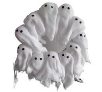lopituwe Guirnalda de fantasmas iluminada, bonita decoración de Halloween con luces LED para puerta principal, guirnalda fantasmas poliéster con luces LED blancas para fiesta