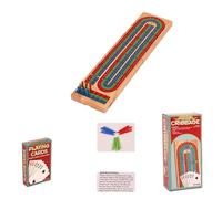 lopituwe Juego de Cribbage de para Madera 3 Carriles. Entretenimiento Clásico para Reuniones Familiares. Incluye: Tablero Cribbage Plegable 3 Carriles con 9 Clavijas, Baraja Completa Cartas y para